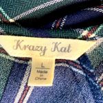 Krazy Kat  PLAID PEPLUM TOP BLOUSE TIE KNOT FRONT L Photo 8