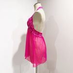 Victoria's Secret Hot Pink Lace Mesh Sheer Negligee Sexy Babydoll Chemise Size M Photo 2