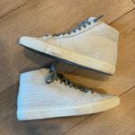 P448  Star White Zebra Embossed High Top Leather Sneaker Size 37/7 US Photo 1