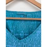 Fresh Produce  Teal Blue Abstract Pattern V Neck 3/4 Sleeve Tunic Top Size Large Photo 2
