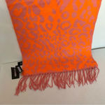 Steve Madden Reversible Leopard Print Scarf Orange Pink With Fringe Photo 7