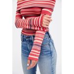 Free People NWT  Portland Striped Pink Off The Shoulder Top Sz Medium Flared Cuff Photo 3