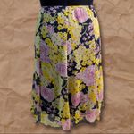 Notations Vintage  Dark Blue Yellow Pink Floral Midi Skirt Photo 6