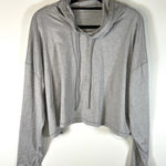 Athleta  Hoodie Women's Large Heathered Grey Drawstring Cropped Pullover Athletic Photo 0