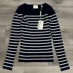 Elie Tahari  Long Sleeve Crew Neck Ribbed‎ Striped Sweater Black White Size Small Photo 2