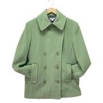 Garnet Hill  Green Wool Pea Coat Jacket Women’s Size 12 Double Breasted Spring Photo 2