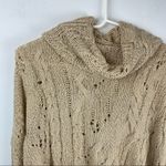 Free People  Shades of Dawn Tan Open Cable Knit Cowl Neck Sweater Sz Small Photo 4