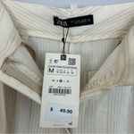 ZARA NWT  Cream Lightweight Straight Leg Striped Casual Trouser Pants Medium Photo 6