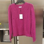 💕NAADAM💕 Cable Knit Cashmere Sweater ~ Berry Large L NWT Photo 5