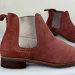 Toms Ella Suede Ankle Chelsea Boot Sz 7 Metallic Insets Rustic Rose Photo 5