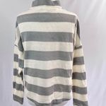 Socialite New  Striped Dolman Sleeve Mock Neck Sweater Grey Ivory Photo 8