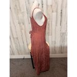 Spellbound NYC Boho Maxi Dress XL Brown Embroidered Button Front Rayon Pink Photo 4