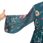 Free People  Cherry Blossom Teal Floral Mini Dress Long Sleeve Size XS Photo 6