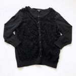 Talbots M Black Ruffle Trim Cardigan 3/4 Sleeve Photo 0