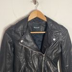 Madewell Washed Leather Motorcycle Jacket in true black size XS Photo 6