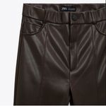 ZARA NEW  Brown Faux Leather Pants LARGE Photo 6