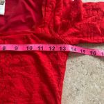 Fuzzi Tattoo Lace Fitted Square Neck Bodycon Dress Red Size XS Photo 12