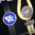 UK Kentucky Wildcats Leather Braided Silicone Interchangeable Snap Bracelets Black Photo 1