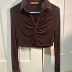 Grey Bandit Brown Button-Up Mesh Long Sleeve  Photo 0