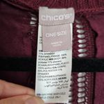 Chico's Womens Cardigan Faux Suede Crochet OS Fringe Burgundy Open Front Photo 1