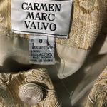 Carmen Marc Valvo  Gold Jacquard Metallic Jacket Photo 5