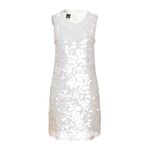 PINKO Ivory Iridescent Sequin Sleeveless Mini Shift Dress Size 6 $784 Cocktail White Photo 2