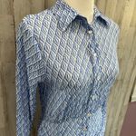 Free People Rillo Blue Patterned Shirt Dress Button Front Beachy Womens XS Photo 2