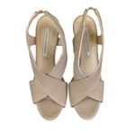 Diane Von Furstenberg  Julia Suede Women 9 Slingback Platform Heel Beige Gold DVF Photo 3