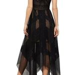 BCBGMAXAZRIA NWT BCBG MaxAzria Andi in Black Nude Lace Handkerchief Hem Sheer Dress 8 Photo 5