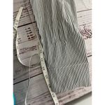 Aisew Button Front Shirt Womens L Pin Striped Long Sleeve Collared NEW Gray Size L Photo 7