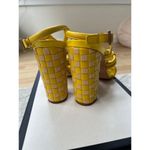 Tory Burch  Bright Yellow Leather Strappy Basket Woven Covered Heel Sz 7 Photo 11