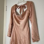 Selfie Leslie NEW!  Champs Elysees Long Sleeve Open Back Mini Dress Peach Small Photo 4