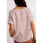 Madewell V-Neck Button-Back in Strip Short Sleeve Red White Blouse Photo 1