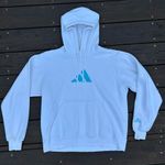 Adidas Vintage Y2K White  Originals Hoodie Sweatshirt w/ Light Blue Logo Photo 7