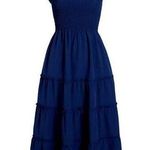 Hill House NWT  Ellie Nap Dress in Navy Crepe Smocked Midi Ruffle XS Pockets! Photo 0