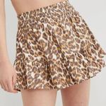 Aerie Skirt Linen Blend Leopard Print Mini w/Ruffle Women’s Lg-Longer Back-Beach Photo 0