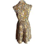 Womens Sleeveless Yellow Cheetah Animal Print Pleated Wanda Shirt Dress Size S Photo 5