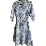 Chloe+Rene Woman’s Blue and White Printed Shirt Dress size large Photo 14