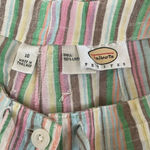 Talbots Women’s  Petites striped multi-color 100% linen cropped wide leg pants 10 Photo 2