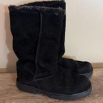 Rampage  Ashlee Black Suede Leather Mid Calf Boots Women’s Sz 8 Pull On Faux Fur Photo 0