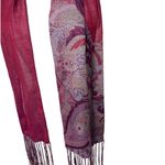 ❄️ 100% Pure Wool Women’s Lightweight Fringed Scarf Red Photo 2