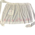 Handmade Vintage White Half Apron w/ Pink Embroidery –  – Women’s Kitchen Photo 3
