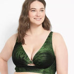 Cacique LANE BRYANT  Plunge Underwire Swim Bikini Top breezy palm SIZE 46 DDD‎ Photo 0