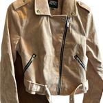 Urban Retro faux leather‎ suede moto jacket coat Tan Size M Photo 2