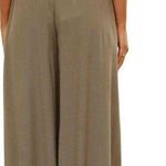 High Waist Wide Leg Palazzo Culottes Loose Pants Womens Small Olive Green Tan Photo 5