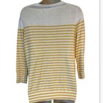 Gap Yellow and White Striped Lightweight 3/4 Sleeve Cardigan Women’s Medium Photo 1