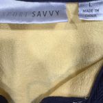 Vintage Sport Savvy Floral Jacket Size Large Yellow and Navy Blue Photo 3