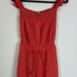 American Eagle NWT Red Off-Shoulder Button-Up Romper Photo 0
