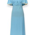 Beaux and Belles | M | VINTAGE '70s Pale Blue Maxi Dress Gown w/ Lace Trim Cape Size M Photo 2