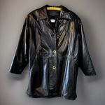 Vericci Leather Jacket Black Swing Coat Side Pockets Lined Lg Unused Supple Lux Photo 3